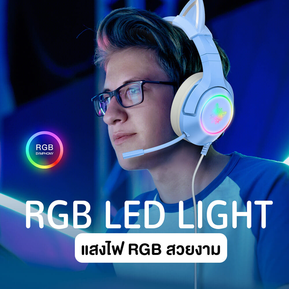 หูฟังเกมมิ่ง ONIKUMA K9 CAT EARS GAMING HEADSET - สีน้ำเงิน (3.5)_2